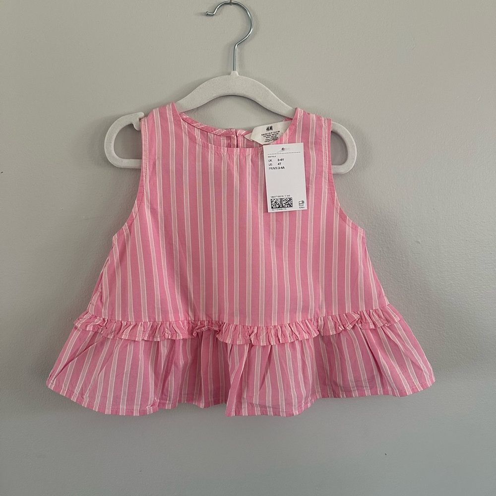 H&M Pink Striped Sleeveless Top 4T NWT
